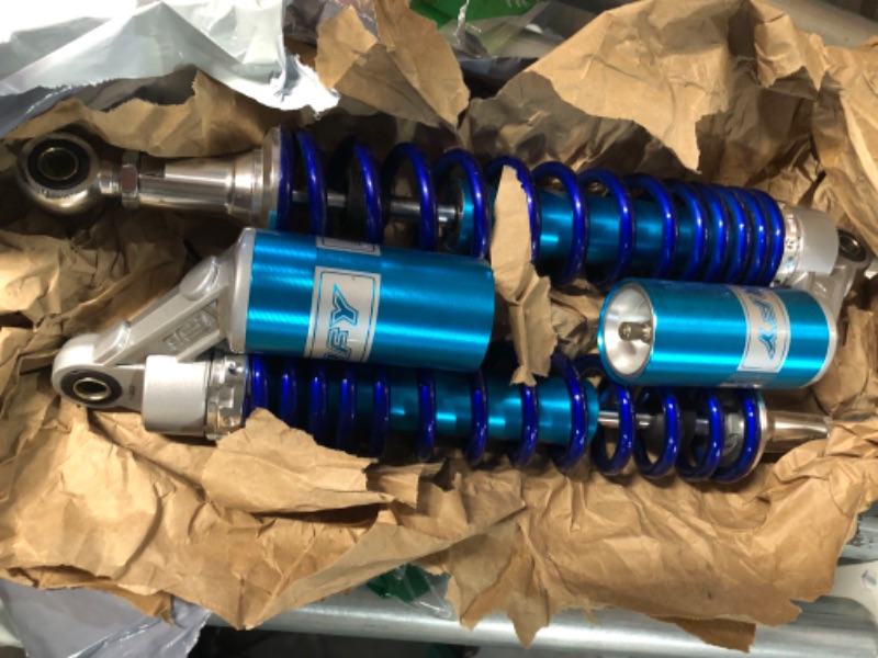 Photo 2 of (USED) GZYF 2PCS 400mm Motorcycle Rear Air Shock Absorbers Universal Blue & Silver
