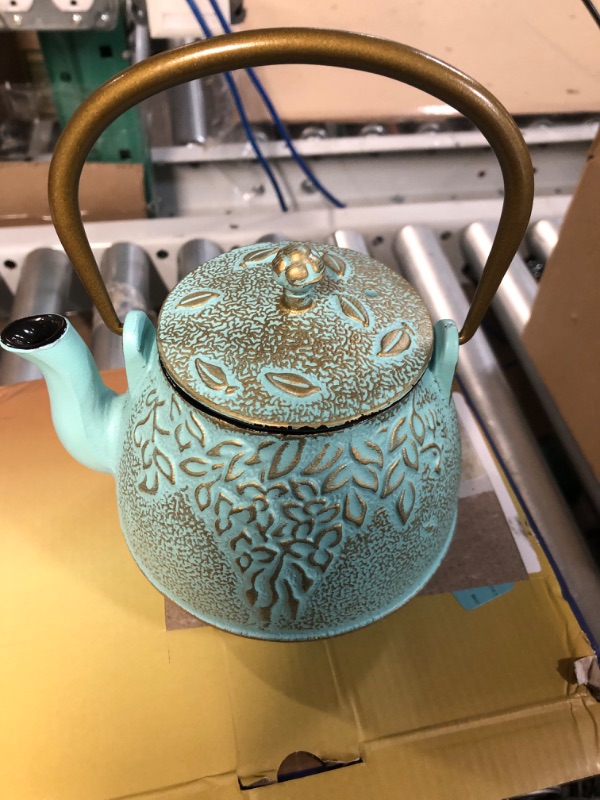 Photo 3 of  Toptier Leaf Teapot, Cast Iron Teapot 32 oz, Light Green