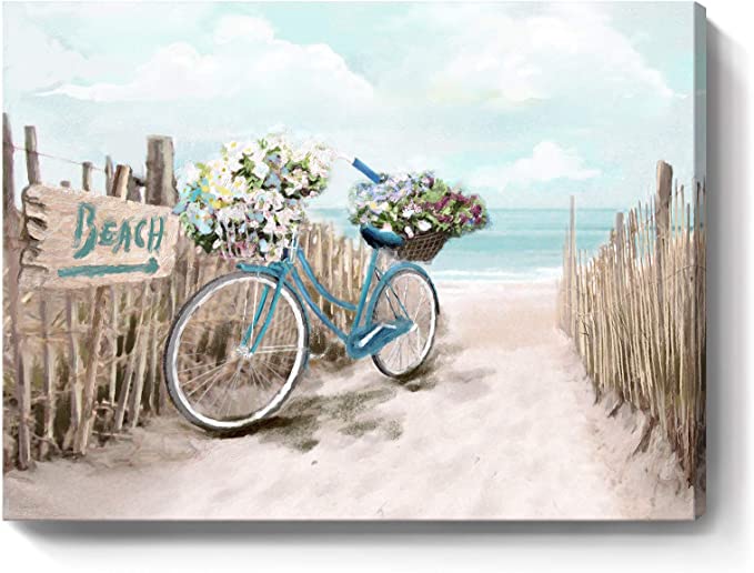 Photo 1 of [damage] 16 x 24 beach bike canvas painting