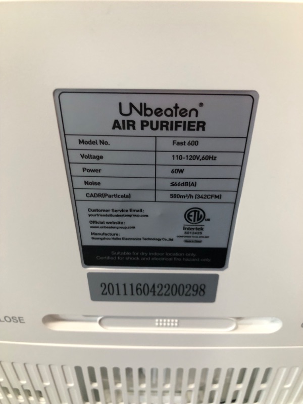 Photo 2 of Air Purifiers for Home Large Room with H13 True HEPA Filter, UNbeaten Fast600 Model Smart Air Purifier with Air Quality Monitoring, 1800 Sq.Ft, 12H Timer, PM2.5, Voice Control, Auto Mode, Air Cleaner For Smoke Pollen Dander Hair