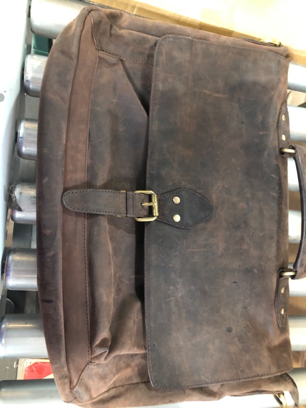 Photo 2 of ***DAMAGED*** Leather Laptop Messenger Bag Office Briefcase Travel Bag For Men And Women College Bag Office Laptop Bag Brown