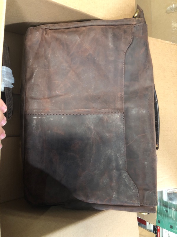 Photo 3 of ***DAMAGED*** Leather Laptop Messenger Bag Office Briefcase Travel Bag For Men And Women College Bag Office Laptop Bag Brown