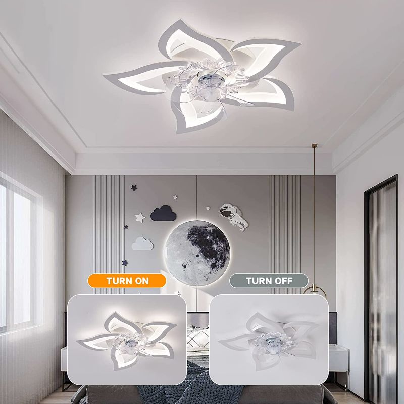 Photo 1 of SUROTET Ceiling Fan with Lights,LED Ceiling Fan Lamp Flower Shape Bedroom Ceiling Lamp Remote Control Dimmable Timing 3 Wind Speeds Children’s Room Fan Ceiling Lamp 50W 23.6in5in…