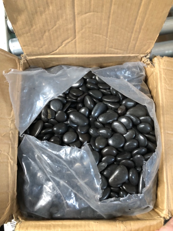 Photo 2 of GASPRO 30 Pound River Rocks, Decorative Stones for Walkways, Outdoor Landscaping, Garden, Yard, 1 to 2 Inch, Black Polished Pebbles for Planters, Flower Beds, Vase 30.0 Pounds