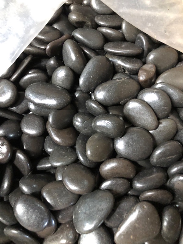 Photo 3 of GASPRO 30 Pound River Rocks, Decorative Stones for Walkways, Outdoor Landscaping, Garden, Yard, 1 to 2 Inch, Black Polished Pebbles for Planters, Flower Beds, Vase 30.0 Pounds