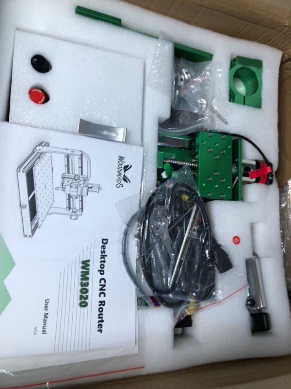 Photo 2 of (PARTS ONLY)FoxAlien x WoodMads WM-3020 CNC Router for Metal Caving, 300W Spindle Linear Rails and Ball Screws 3-axis Milling Engraving Machine for Aluminum Copper Wood Acrylic