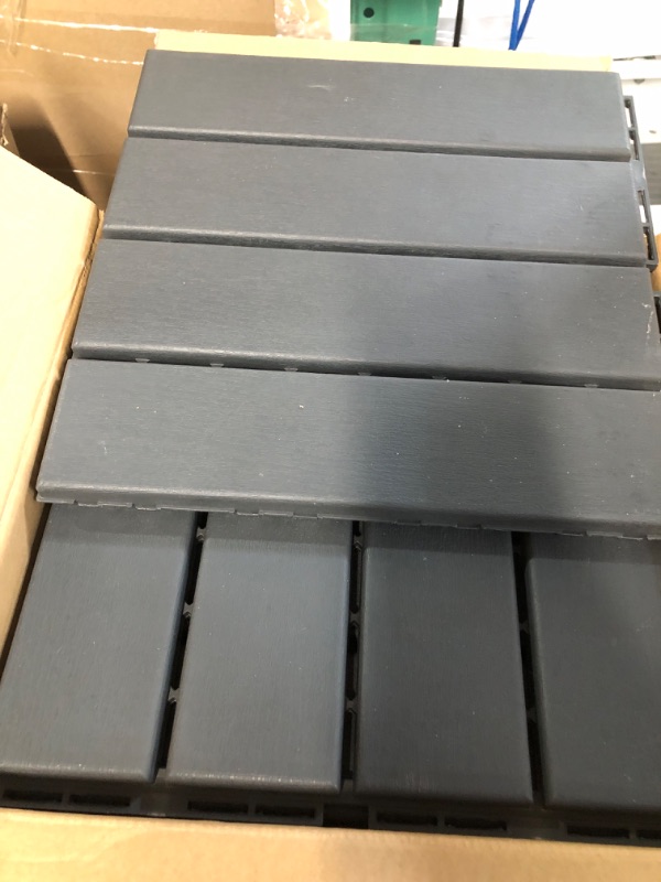 Photo 1 of 9 sq. ft Plastic Interlocking Deck Tiles,9 Pack Patio Deck Tiles,12"x12" Waterproof  Grey