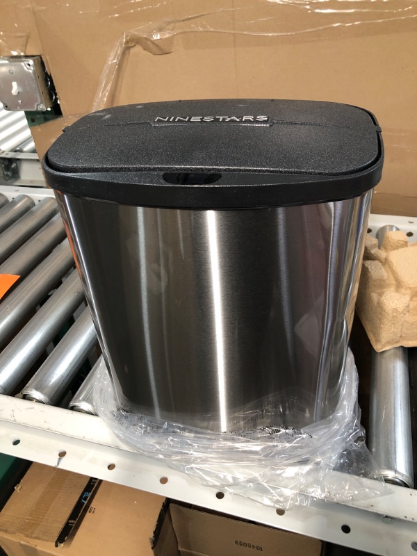 Photo 2 of (Minor Damage) Nine Stars DZT-8-1c Infrared Touchless Stainless Steel Trashcan 2 Gal