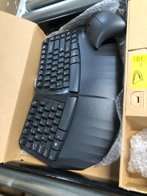 Photo 2 of Perixx , Wireless Ergonomic Compact Keyboard & Vertical Mouse - - Black - US English