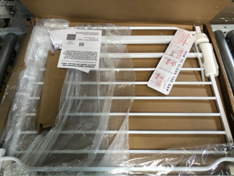 Photo 1 of ALLAIBB Extra Wide Pressure Mount Baby Gate, Auto Close, White 33.86-38.58"/86-98cm