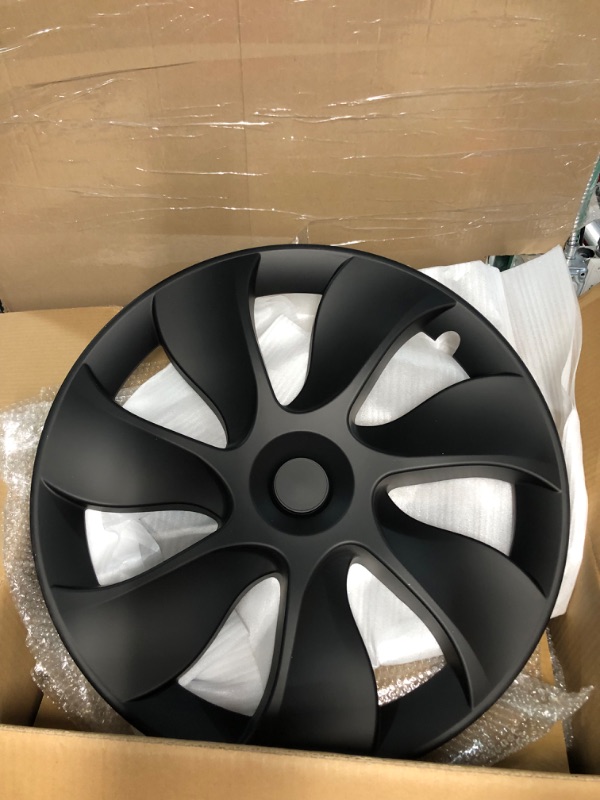 Photo 4 of *NEW**XINFOOB Tesla Model Y Wheel 19-Inch Hub Cap Replacement ABS Cover Set of 4 Matte Black 2020-2023