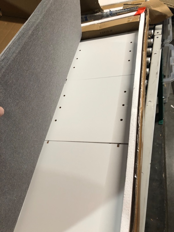 Photo 1 of *NEW**Haotian FSR35-W, White Storage Bench with 2 Doors, Shelf & Removable Seat Cushion, Shoe Cabinet, Shoe Bench W41.3 x D13.8 x H16.9 in