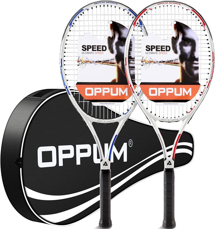 Photo 1 of ***USED*** OPPUM 27 inch Pro Tennis Racket for Adults Student Women and Men Rackets Training Tennis Racquet,Super Lightweight Easy Control Racket with Carry Bag (Purple + Blue)
