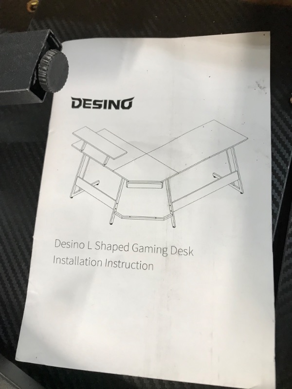 Photo 3 of ***USED//DAMAGED/INCOMPLETE*** DESINO L Shaped Gaming Desk 59 inch Computer Corner Desk PC Writing Table Gamer Workstation for Home Office, Black