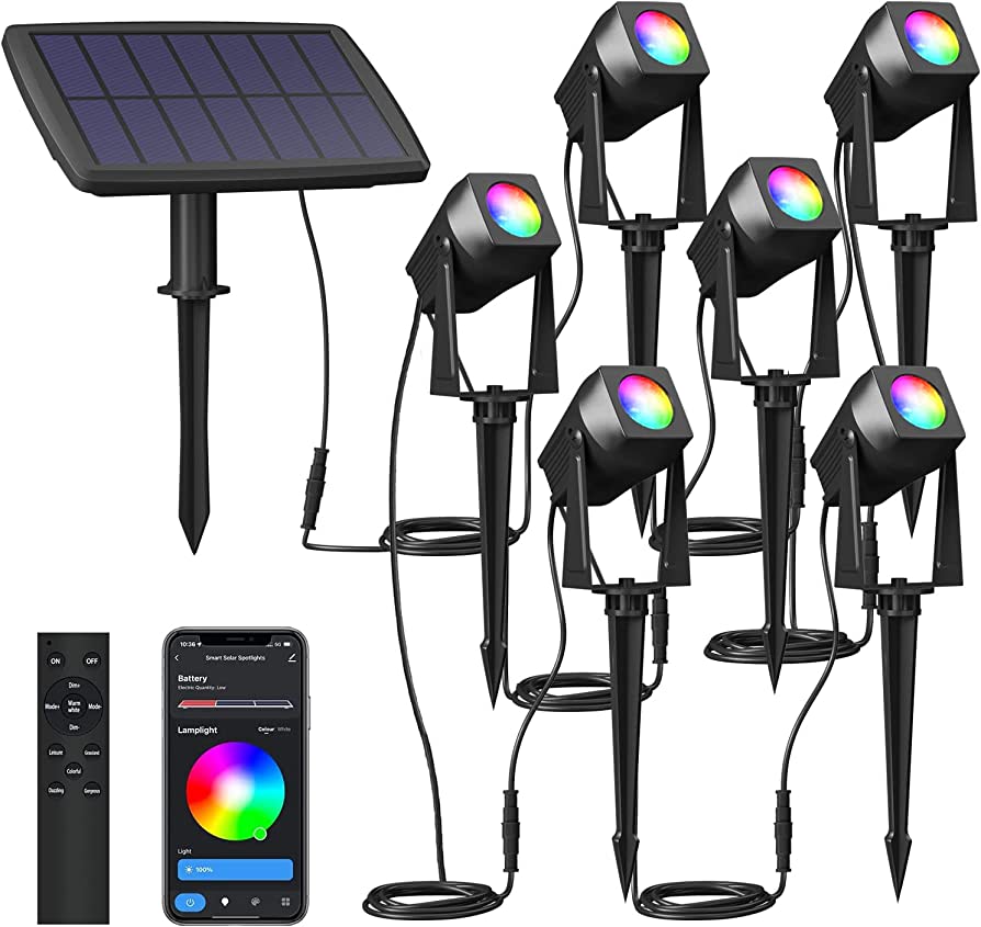 Photo 1 of FMART 6 Pack RGBW, Solar Smart Bluetooth Landscape 