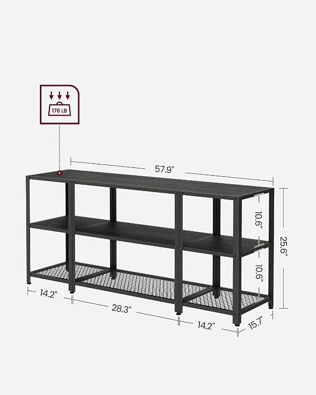 Photo 1 of VASAGLE TV Stand for 65 Inches TVs, Industrial Entertainment Center, Modern TV Console with Open Storage Shelves for Living Room, Bedroom, Black ULTV105B22
Roll over image to zoom in