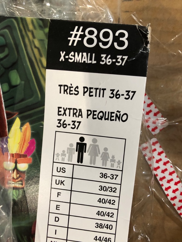 Photo 3 of *MISSING MASK* Party City Crash Bandicoot Costume for Adults, Size Extra-Small, Includes Jumpsuit, Boot Covers, Mask, and Aku Aku Prop
