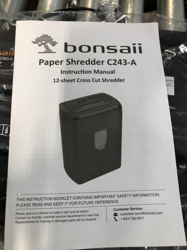 Photo 4 of Bonsaii 12 Sheet Cross Cut C243-A Paper Shredder for Home Office Use & 24 Pack Lubricant Sheets