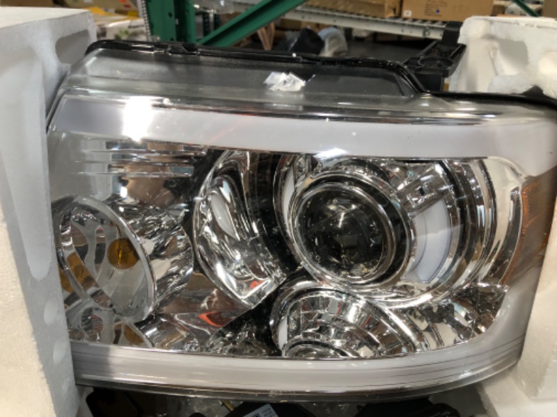 Photo 1 of 2004 2005 20006 2007 2008 Ford F150 Pickup LED Tube Projector Sequential Turn Signal Headlight Assembly /06-08 Lincoln Mark LT w/LED Strips Chrome Housing