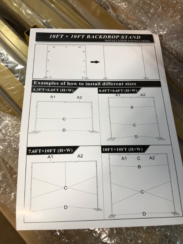 Photo 3 of Fomcet 10FT x 10FT Backdrop Stand Heavy Duty with Base, Gold Portable Adjustable Pipe and Drape Backdrop Stand Kit