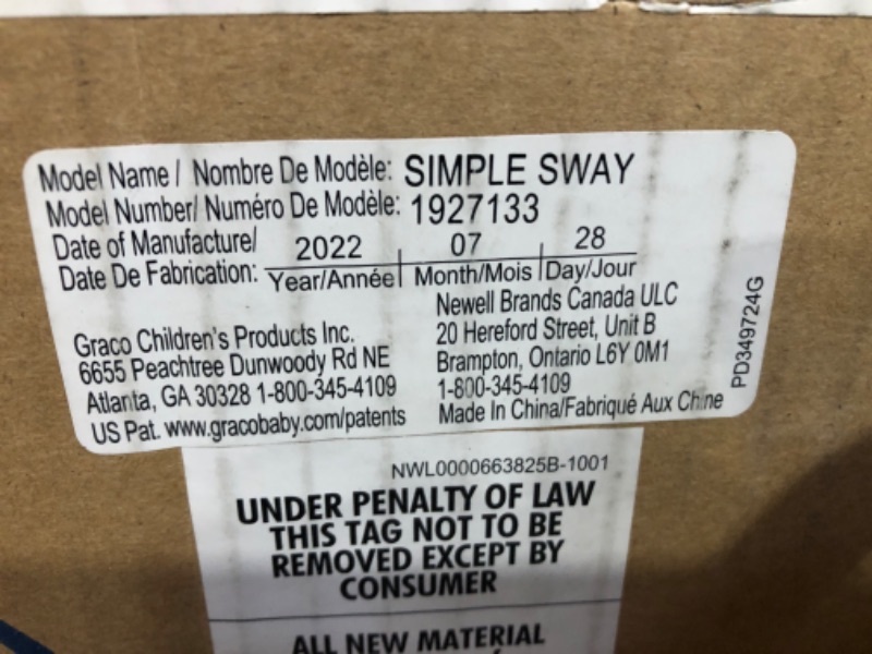 Photo 1 of *USED* Graco Simple Sway Abbington Baby Swing