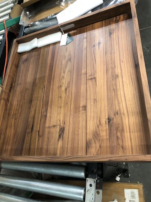 Photo 3 of *GENTLY USED* MAGIGO 30 x 30 Inches Extra Large Square Walnut Wood Ottoman Tray with Handles,  2.5 Feet Wooden Decorative Serving Tray