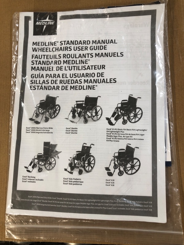 Photo 4 of *GENTLY USED* Medline Lightweight & User-Friendly Wheelchair With Flip-Back, Desk-Length Arms & Elevating Leg Rests for Extra Comfort, Black, 18 inch Seat