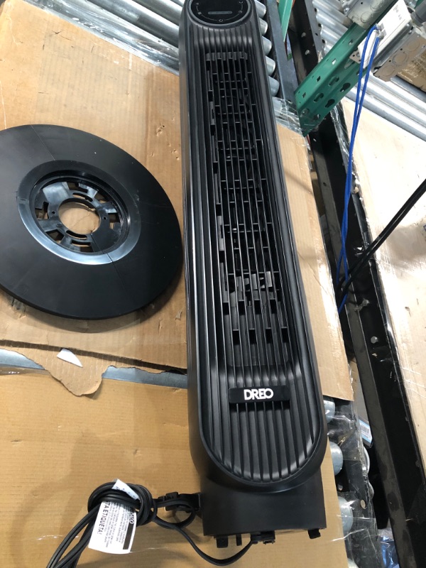 Photo 2 of **USED** Dreo Nomad One Tower Fan with Remote, 24ft/s Velocity Quiet Cooling Fan, 90° Oscillating Fan (DR-HTF007) Black Standard