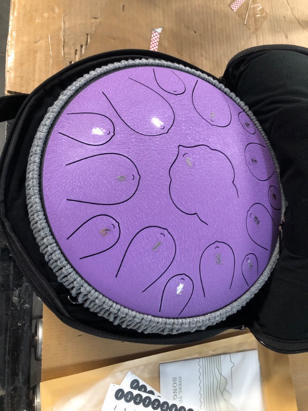 Photo 3 of *USED* Steel Tongue Drum, 15 Notes 13 Inches Percussion Instrument D-Key Handpan Drum (Lavender)