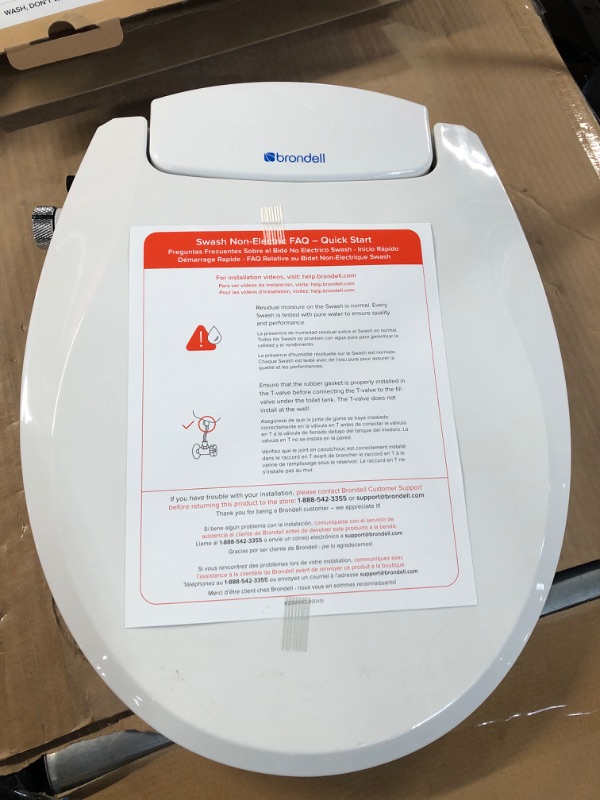 Photo 2 of *GENTLY USED* Brondell Swash Non-Electric Seat, Fits Round Toilets, White – Dual Nozzle System, Ambient Water Temperature – High Quality Bidet with Easy Installation S101 Round