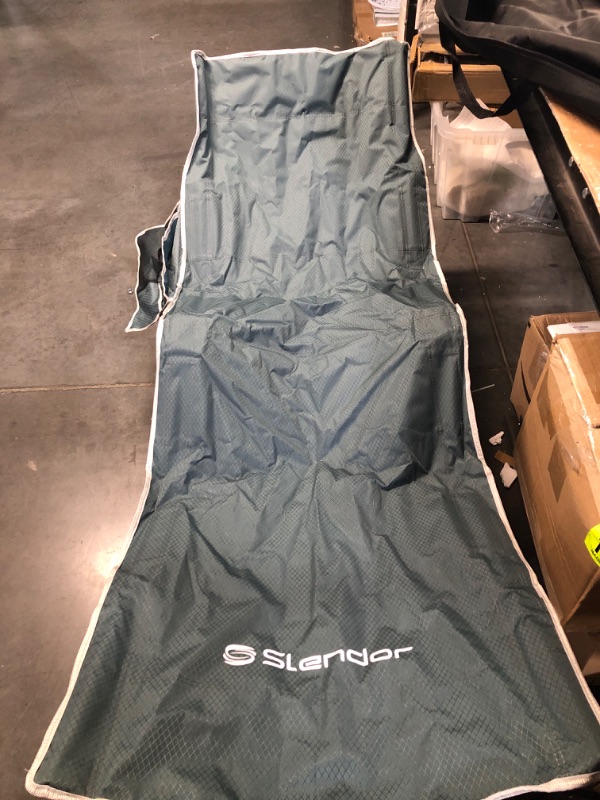 Photo 2 of *USED* Slendor Folding Camping Cot, Portable Heavy Duty with Pillow and Carry Bag, 1200D Double Layer Oxford, 500 LBS(Max Load) Blueish