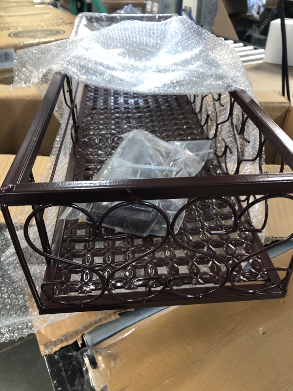 Photo 2 of *APPEARS NEW* Mairuker Balcony Railing Shelf Flower Pot Stand Rack, 23.5 Inches Iron Hanging Flower Rack Basket Shelf with Hooks