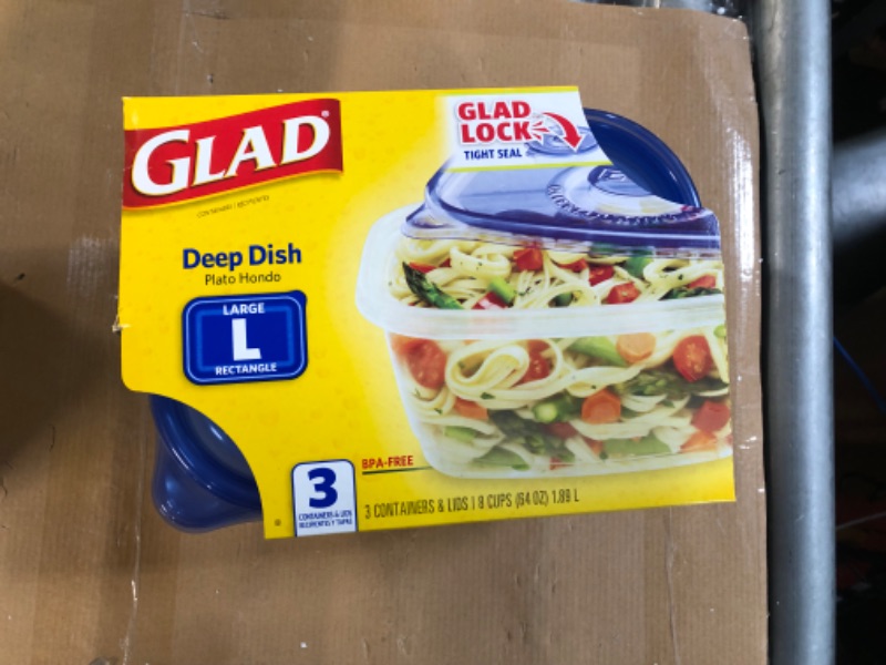 Photo 3 of [Factory Sealed] Glad Deep Dish Food Storage Containers & Lids, 64 oz - 3 pack