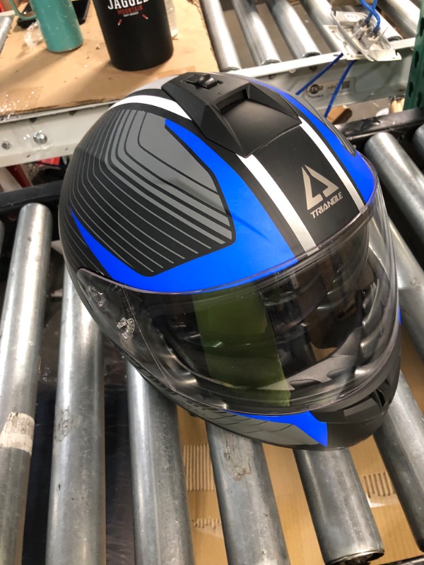 Photo 2 of 1Storm Motorcycle Modular Full Face Helmet Flip up Dual Visor Sun Shield: HB89 Arrow Blue Arrow Blue Large