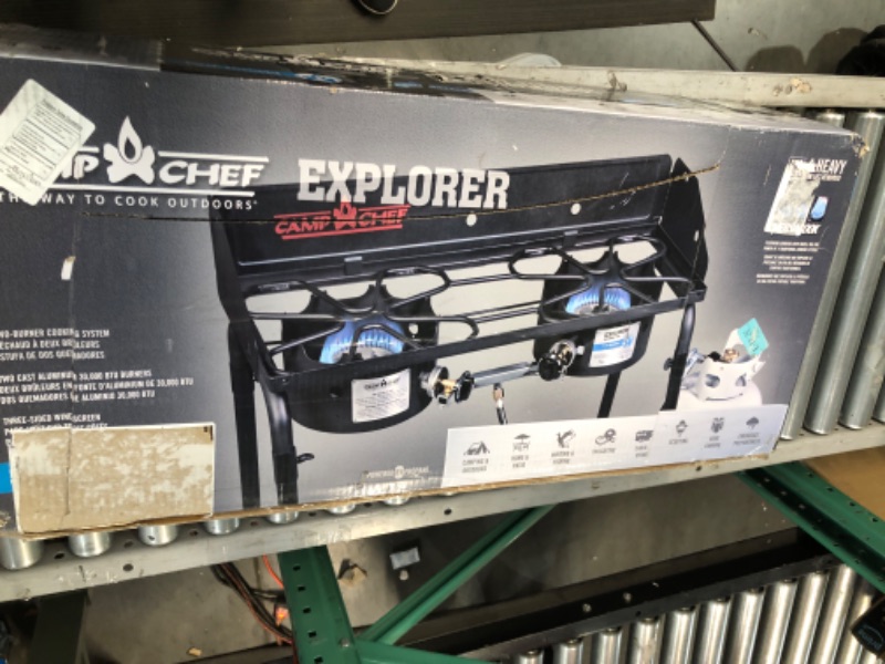 Photo 3 of **NEW** **SEALED**Camp Chef Explorer, Two Burner Stove, Two 30,000 BTU's cast-aluminum burners, Cooking Dimensions: 14 in. x 32 in 