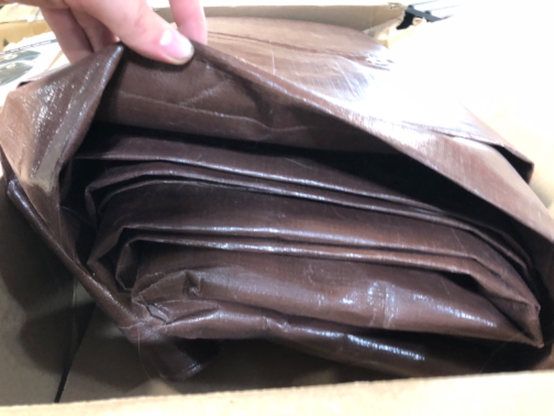 Photo 3 of **NEW** 12' x 16' Super Heavy Duty 16 Mil Brown Poly Tarp Cover - 