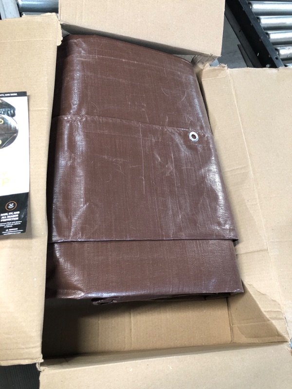 Photo 2 of **NEW** 12' x 16' Super Heavy Duty 16 Mil Brown Poly Tarp Cover - 