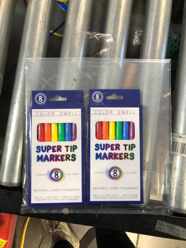 Photo 3 of Color Swell Super Tip Washable Marker Pack of 8 Vibrant Colors (2 PACK)