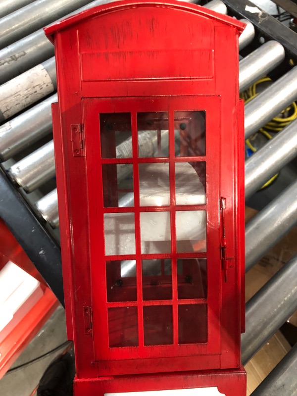 Photo 2 of  Decorative Candle Lantern 12''High Telephone Booth Lantern Hanging Telephone Box Lantern Metal Candle Holder