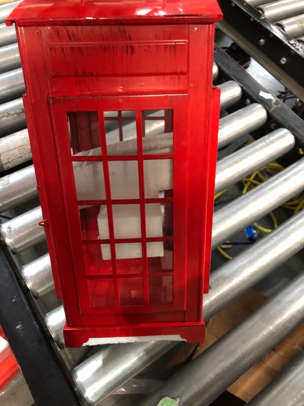 Photo 3 of  Decorative Candle Lantern 12''High Telephone Booth Lantern Hanging Telephone Box Lantern Metal Candle Holder