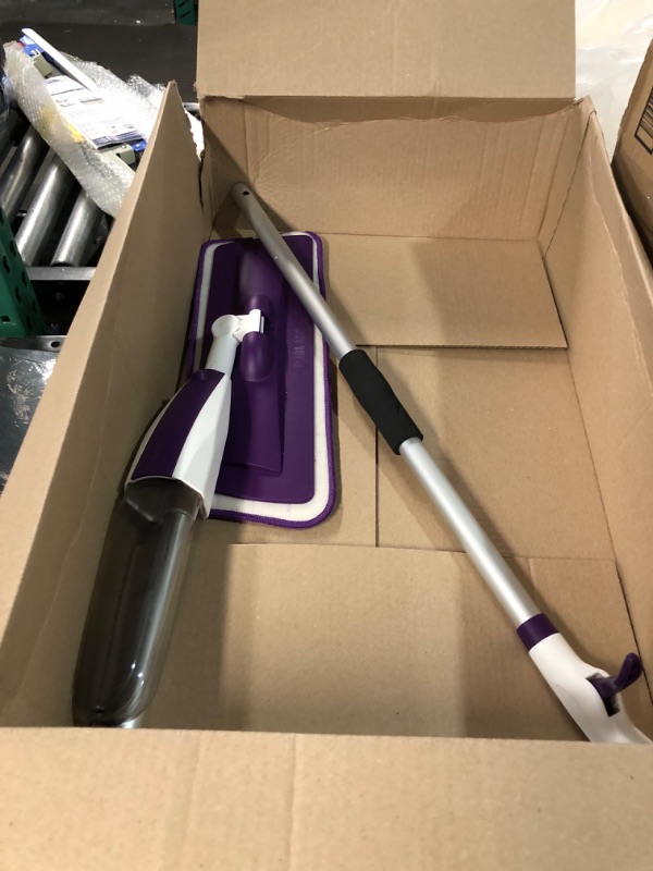 Photo 3 of **USED/MISSING PARTS** Spray Mops, Washable Reusable Mop Pad Head and A 400ml Refill Spray Bottle, 02-purple Mop