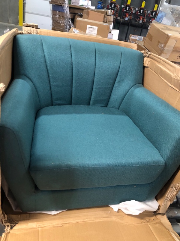 Photo 3 of *Minor wear on 1 Corner* MELLCOM Mid Century Modern Accent Chair, with Solid Wood Legs Tufted Back, Green