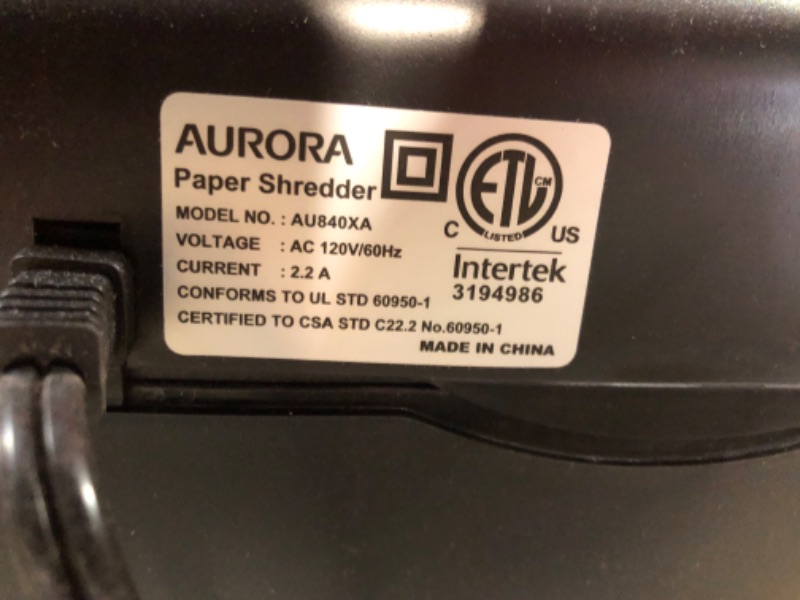 Photo 4 of *Minor Crack* Aurora AU840XA Professional 8 Sheet Cross-Cut Shredder with Pullout Basket