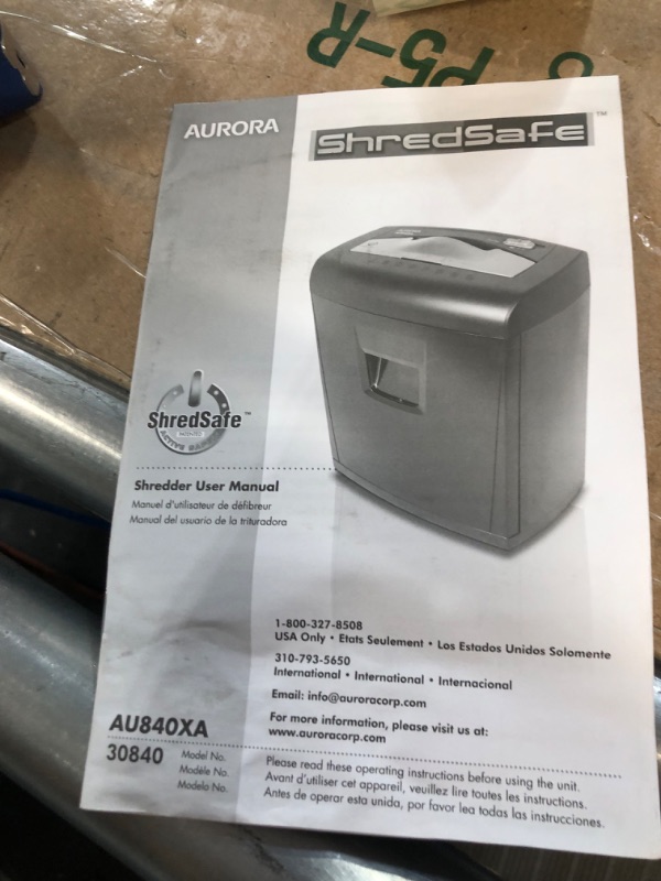 Photo 5 of *Minor Crack* Aurora AU840XA Professional 8 Sheet Cross-Cut Shredder with Pullout Basket