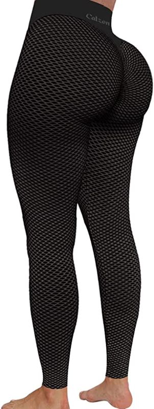 Photo 1 of Calzon Butt Lifting Leggings, High Waist Textured Yoga Pants, Black