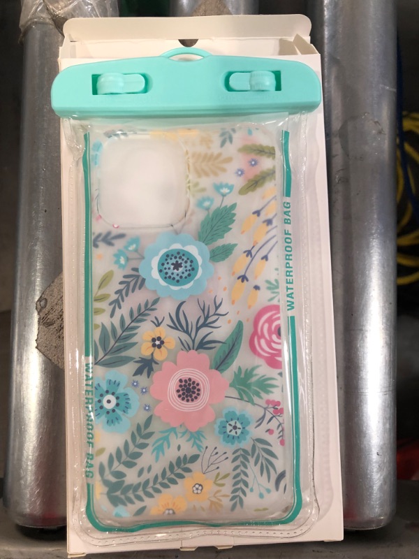 Photo 2 of [5-in-1] RoseParrot iPhone 13 Pro Max Case with Screen Protector + Ring Holder + Waterproof Pouch, Flower Dance