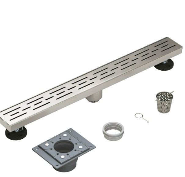 Photo 1 of **SEE NOTES**
EMBATHER 24 Inches Linear Shower Drain with Removable Pattern Grate, Brushed Nickel