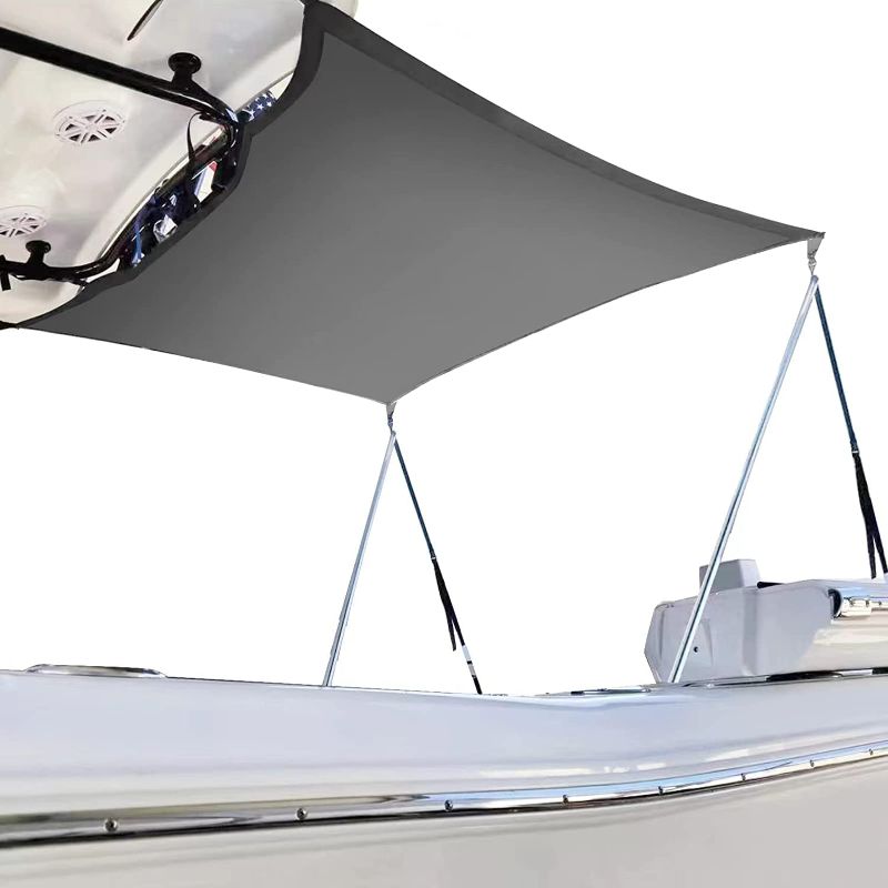 Photo 1 of at Sun Shade Extension Kit, Boat T-Top Canopy with Stainless Steel Telescopic Shade Sail Poles, Gray(82"x82"x59")