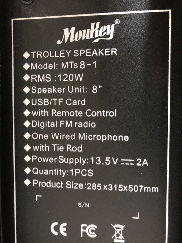 Photo 3 of Moukey Karaoke Machine 8" subwoofer