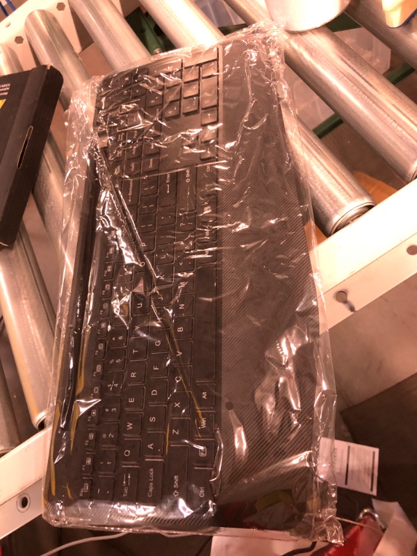 Photo 1 of SABLUTE Wireless Keyboard with 7 Colored Backlits, Wrist Rest, 2.4G Computer Lighted Keyboard with Phone Holder, Rechargeable Full Size Ergonomic Keyboard with Silent Keys for MacBook, PC, Laptop black